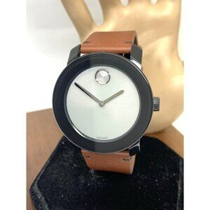 Movado Men's Watch 3600442 Bold Swiss Quartz Gray Dial 42mm Brown Leather Strap